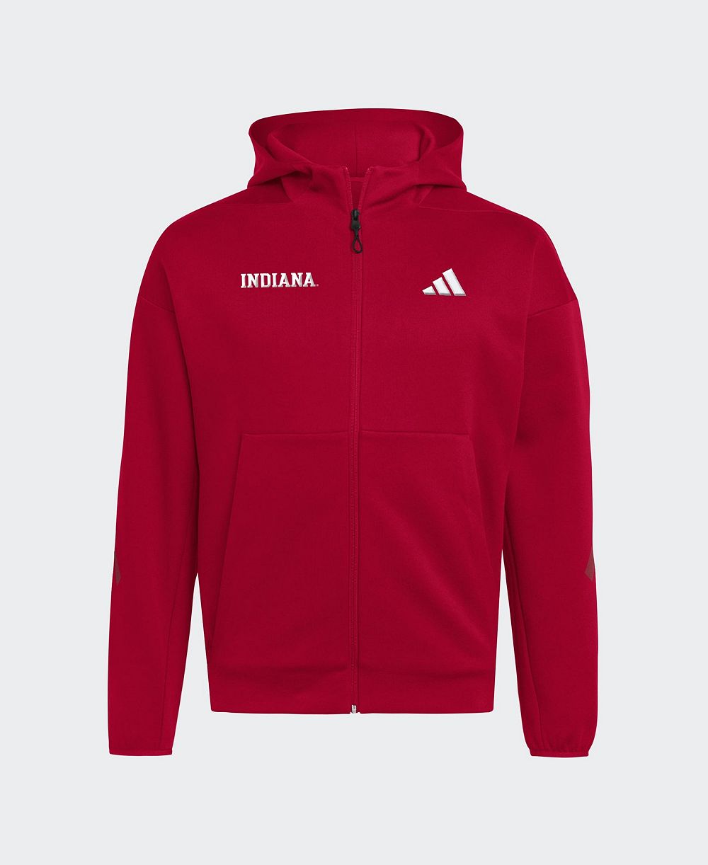 Мужчая худи adidas с полной молнией, багряная, Indiana Hoosiers Z.N.E