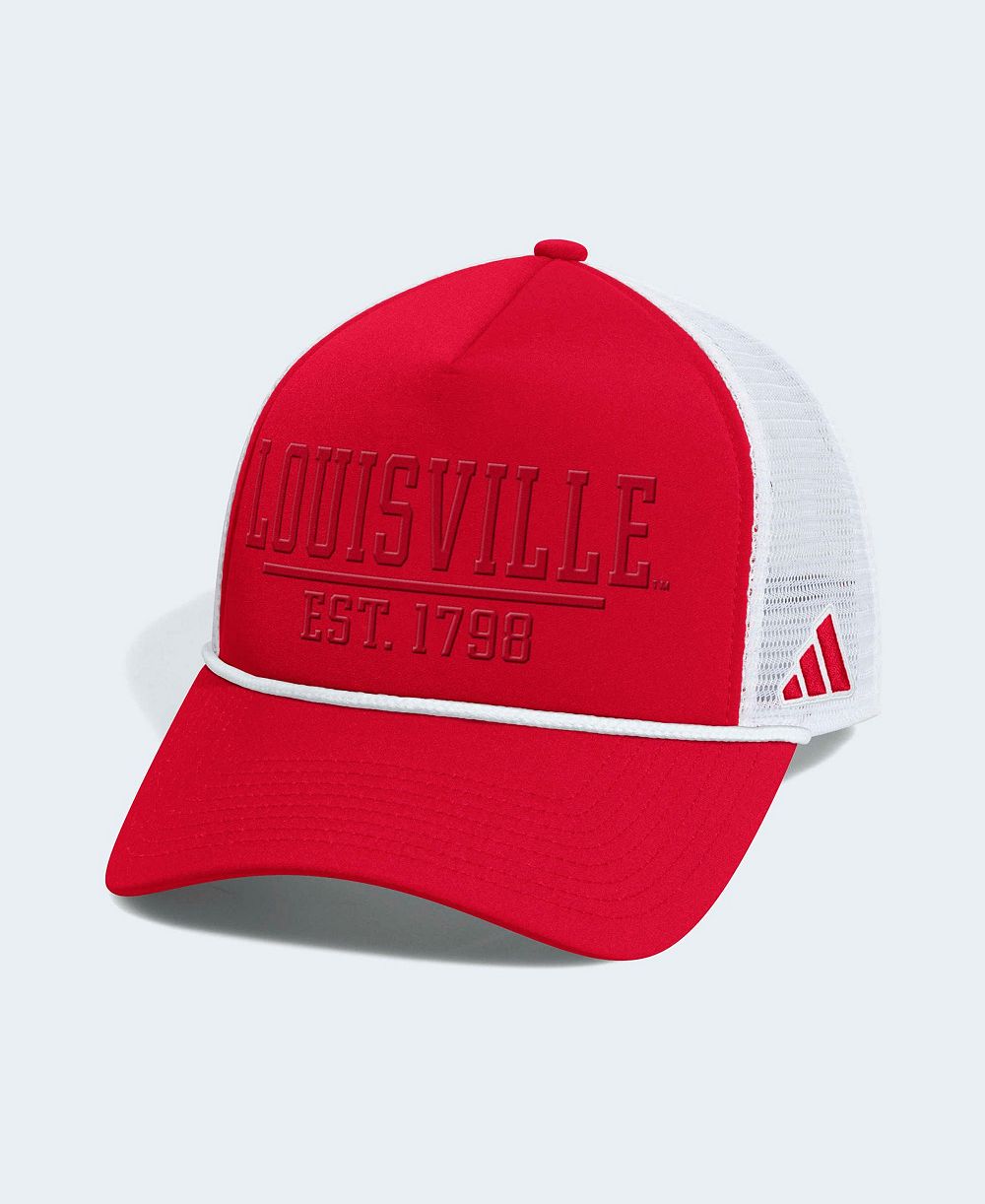adidas Men's Red/White Louisville Cardinals Foam Front Trucker Adjustable Hat