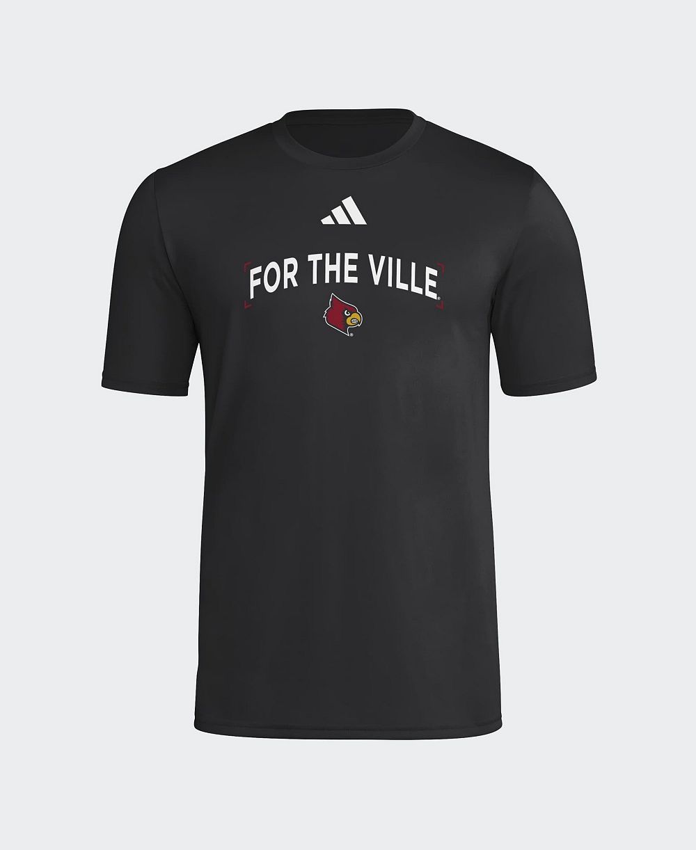 Мужская футболка adidas Black Louisville Cardinals Locker Slogan Football Pre-Game