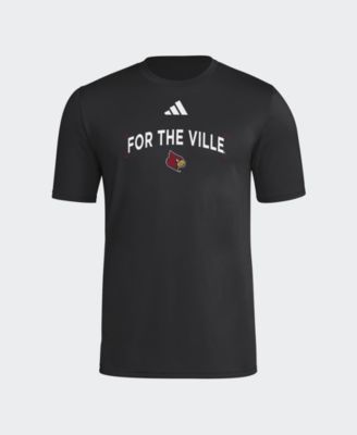 adidas Men's Black Louisville Cardinals Locker Slogan Football Pre-Game T-Shirt