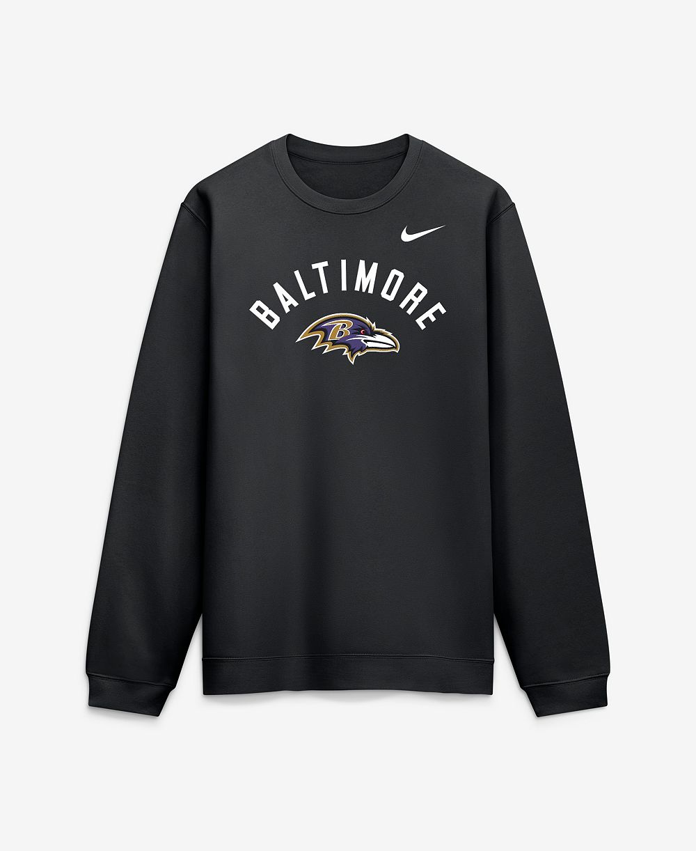 Nike мужской потайной свитшот Black Baltimore Ravens Primetime Club
