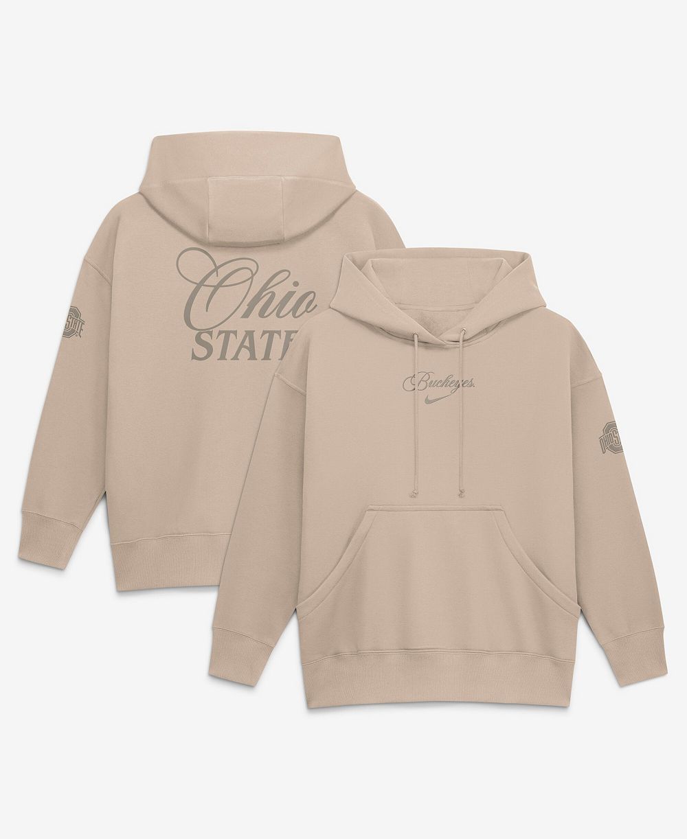Женский оверсайз-худи Nike Ohio State Buckeyes Neutral Stance Phoenix Fleece Tan