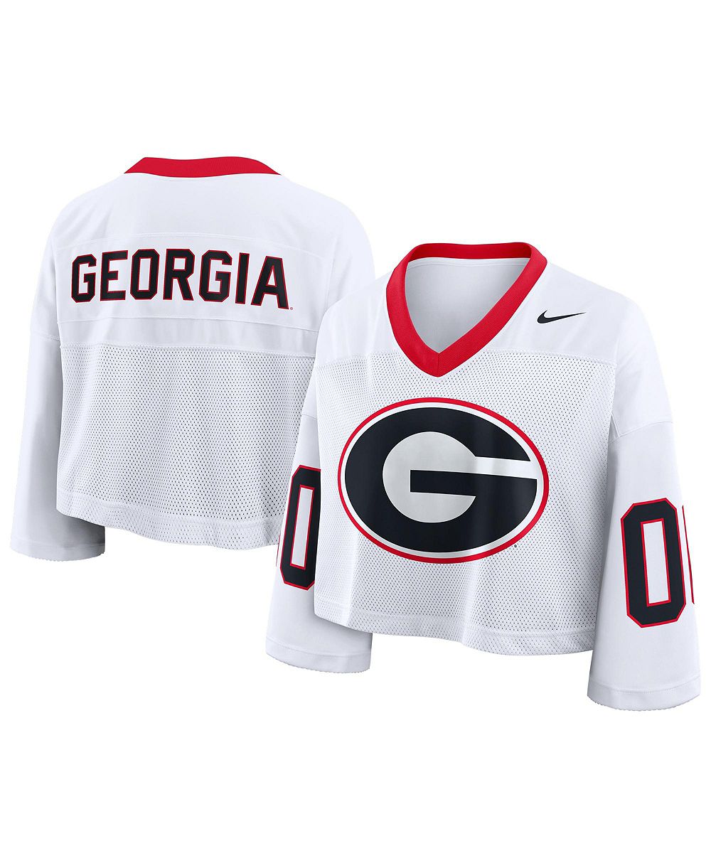 Nike женская укороченная модная джерси Georgia Bulldogs с большим логотипом, цвет белый