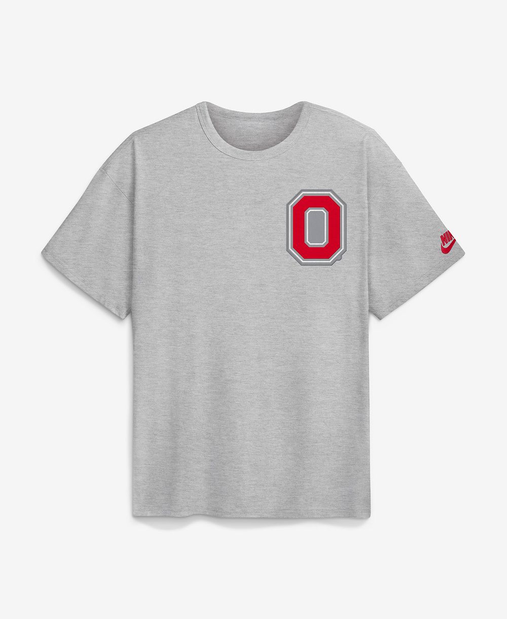 Nike Men's Heather Gray Ohio State Buckeyes Legacy Logo Max90 T-Shirt