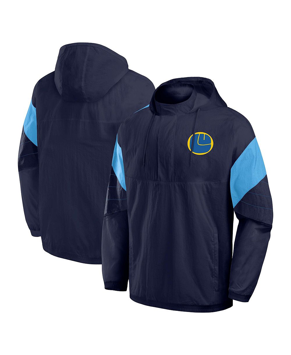 Fanatics Men's Navy Leeds United Hooded Quarter-Zip Track Jacket