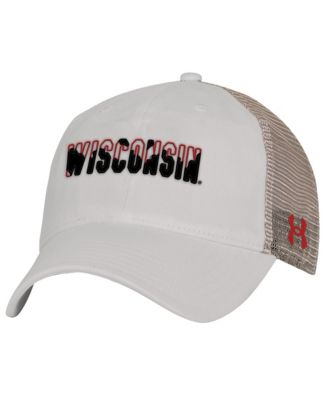Under Armour Men's Cream Wisconsin Badgers College Essentials Adjustable Trucker Hat
