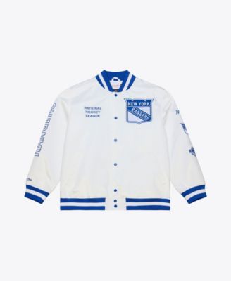 Mitchell & Ness Men's White New York Rangers Arctic Lightweight Satin Full-Snap Jacket