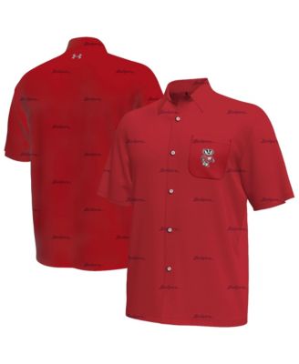Мужская рубашка Under Armour Men's Red Wisconsin Badgers Gameday Armourfuse с пуговицами