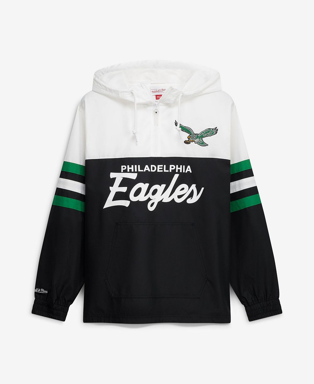 Мужская ветровка Mitchell & Ness Black Philadelphia Eagles Head Coach Anorak Quarter-Zip