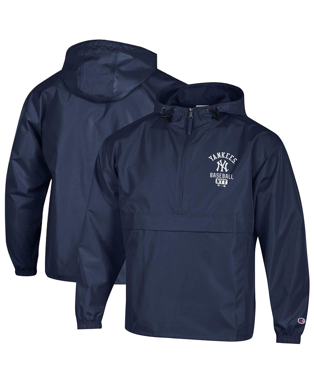 Champion Men's Navy New York Yankees Packable Windbreaker Half-Zip Jacket