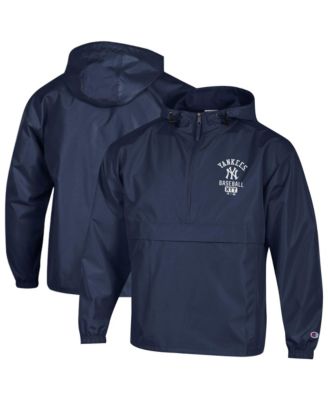Champion Men's Navy New York Yankees Packable Windbreaker Half-Zip Jacket