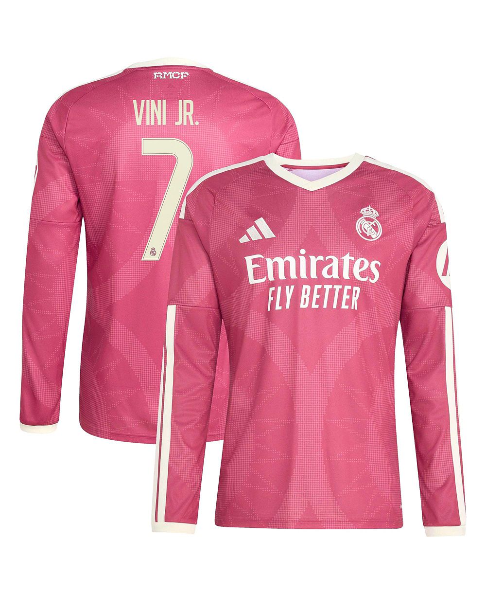 Men's adidas Vini Jr. Pink Real Madrid 2026/27 Third Replica Long Sleeve Jersey