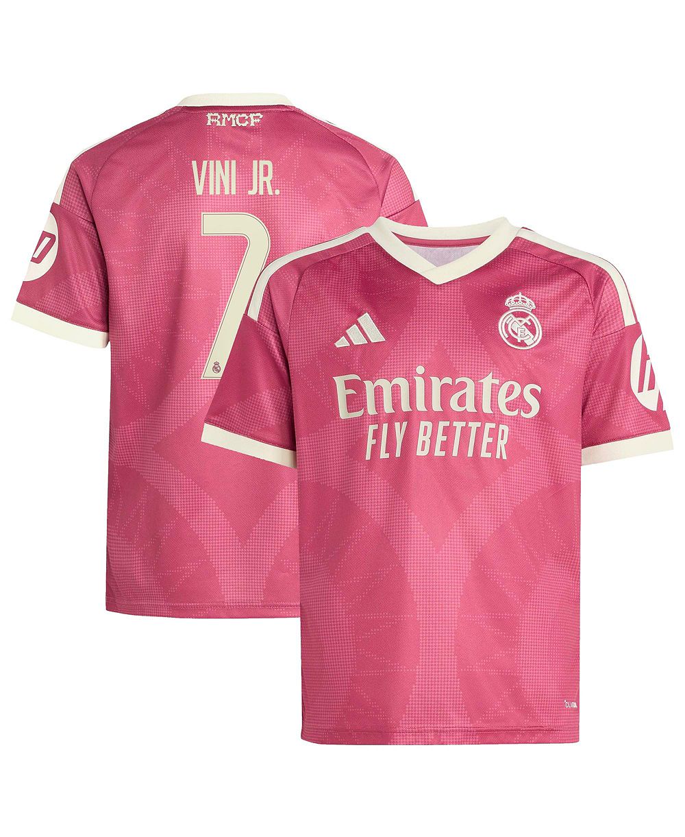 Big Boys and Girls adidas Vini Jr. Pink Real Madrid 2026/27 Third Replica Jersey
