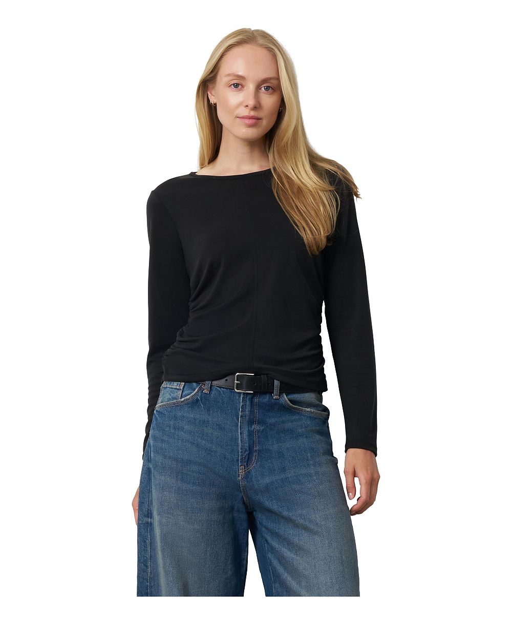 Cable & Gauge Women's Side Shirred Crew Neck Top
