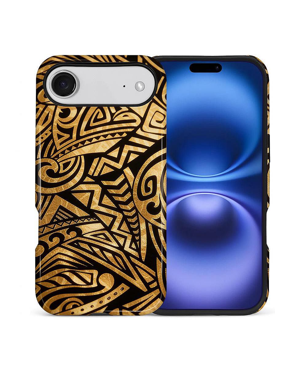 Lamicall Military Grade Dual Layer iPhone Case, Golden Tribal Armor Shockproof Anti-Slip Durable Protective Phone Cover