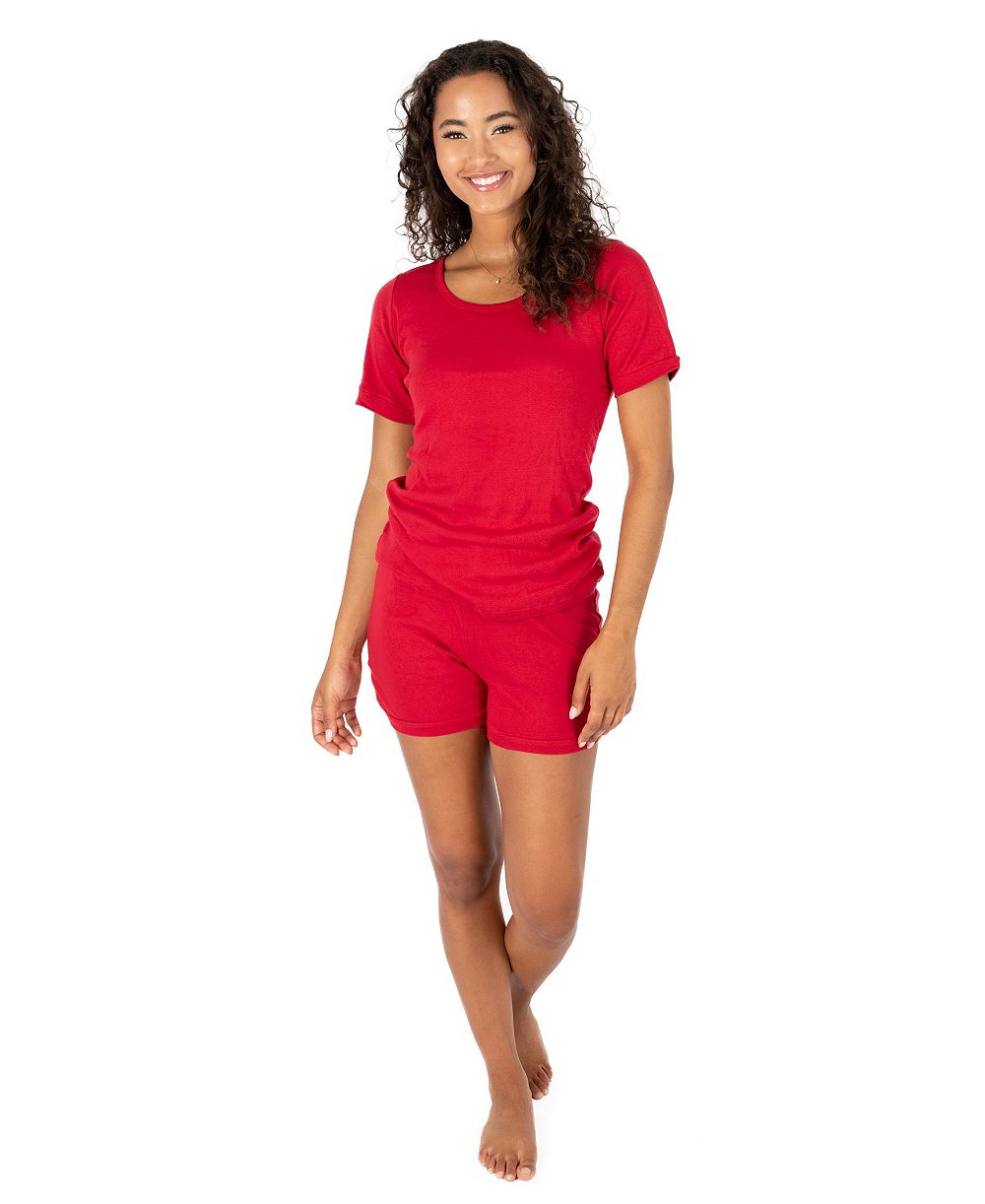 Leveret Womens Matching Family Two Piece Cotton Short Sleeve Shirt and Shorts Solid Color Pajamas
