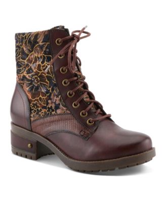 L'Artiste Women's  Marty-flow Women's Lace-up Boots with Tapestry Detail  Boots