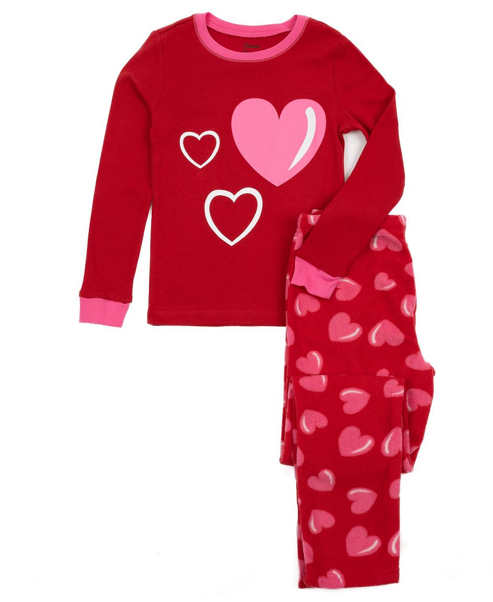 Детские семейные пижамы Leveret Girls Matching Family Two-Piece Pajamas - хлопковая футболка и флисовые брюки - милые и игривые принты