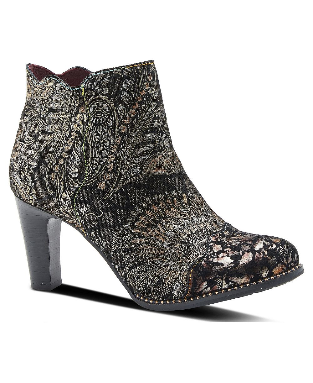 L'Artiste  Womens Spring Step Smokinhot Women's Booties with Floral Embroidery