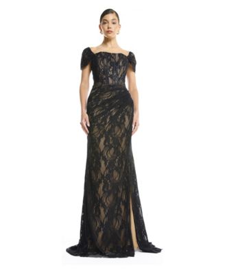 AMRI Women's Off Shoulder Cap Sleeve Mermaid Dress