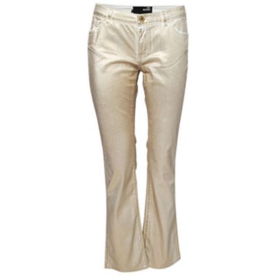 Pre-Owned Love Moschino Women's Foil Print Denim Straight Fit Jeans