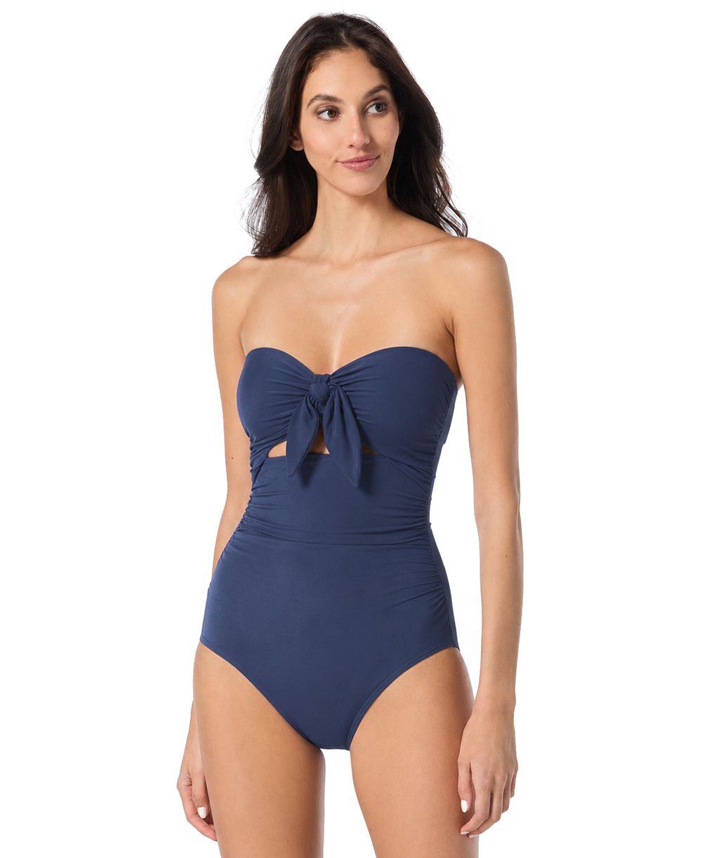 kate spade new york  Women's Tie Front Bandeau Cutout One-Piece Swimsuit