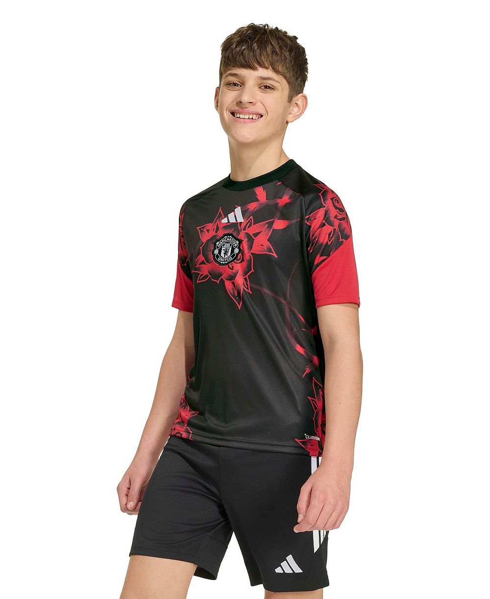 adidas Boys' and Girls' Manchester United Pre-Match Raglan Short-Sleeve T-Shirt