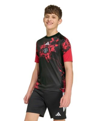 adidas Boys' and Girls' Manchester United Pre-Match Raglan Short-Sleeve T-Shirt