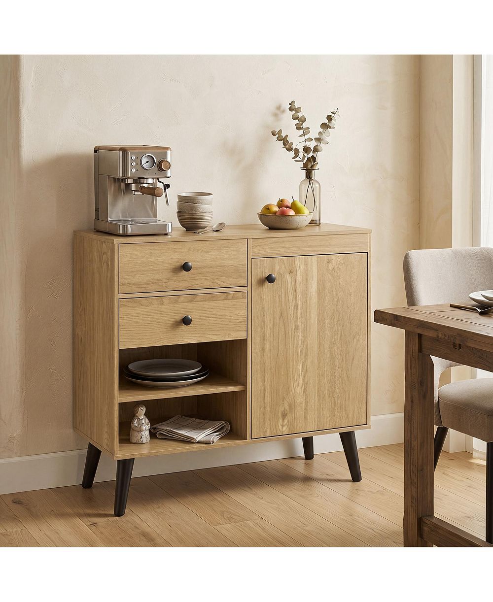 Costway Buffet Cabinet with Storage, 31" Sideboard Credenza with Door, Open Compartments