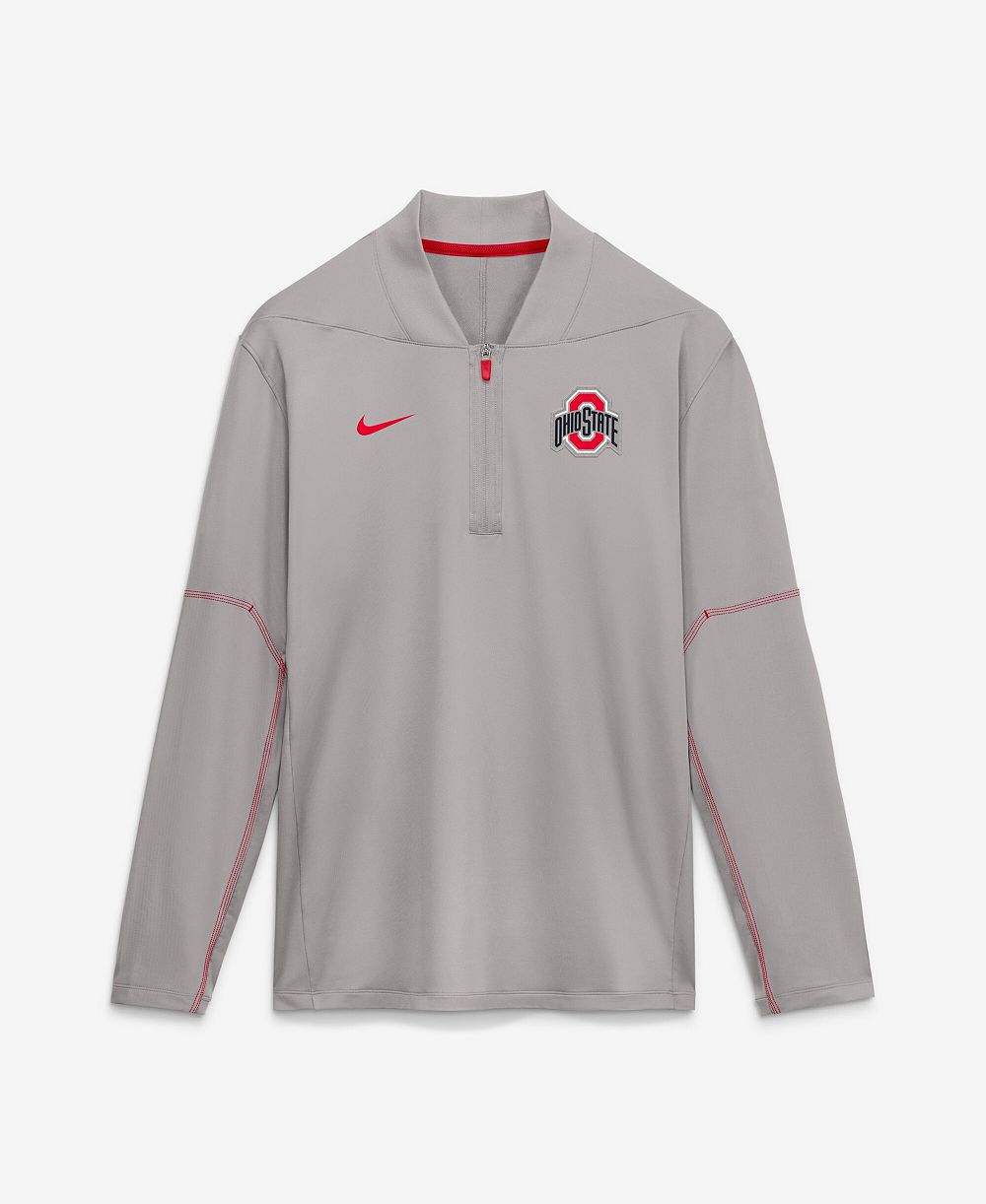 Nike Men's Gray Ohio State Buckeyes 2026 Sideline Midweight Half-Zip Dri-FIT Pullover