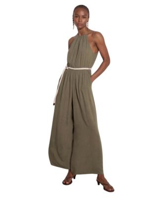 Apricot Women's Halter Neck Rope Belt Jumpsuit