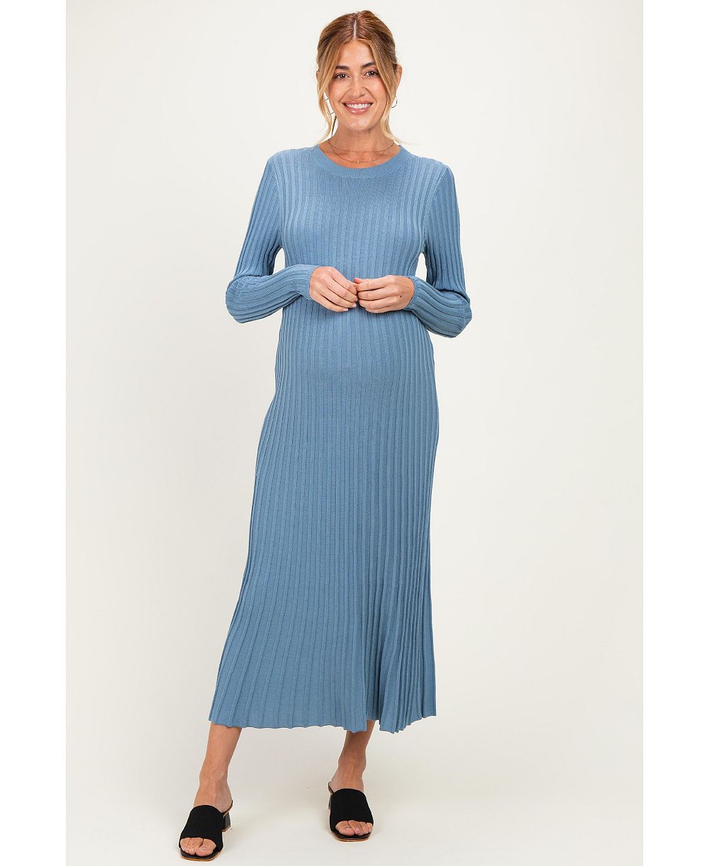 Женское миди-платье с длинным рукавом и круглым вырезом Pinkblush для беременных