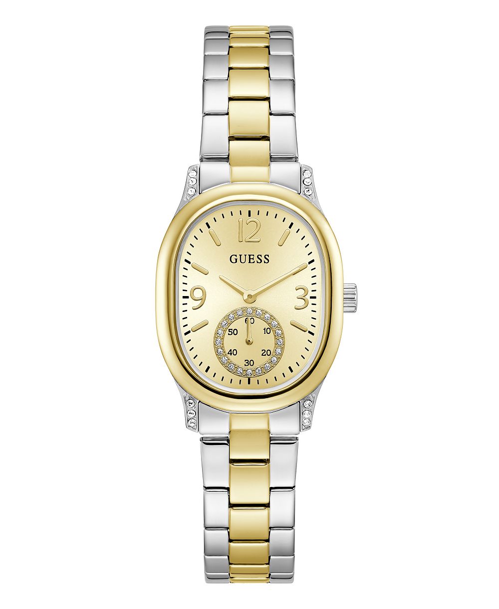 Женские кварцевые часы GUESS двухцветные, нержавеющая сталь, 28 мм