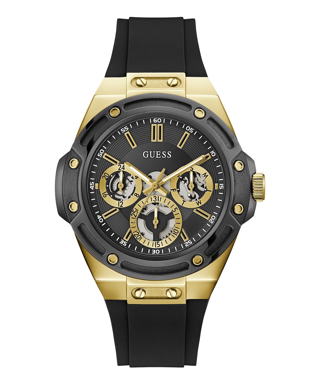 GUESS Men's Quartz Black Stainless Steel Watch 44mm