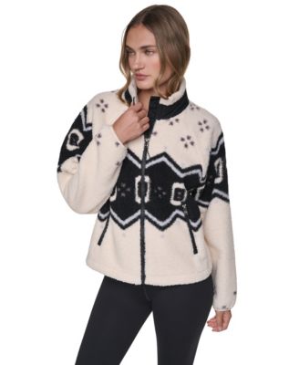 DKNY Sport женская куртка с принтом и воротником-стойкой из шерсти шерпа