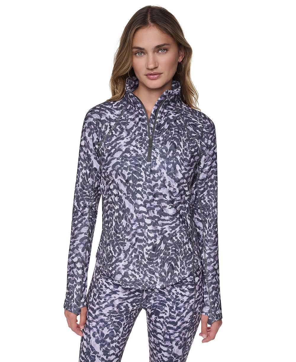 DKNY Sport женский пуловер с воротником-воронкой и молнией наполовину, с карманом на молнии на спине
