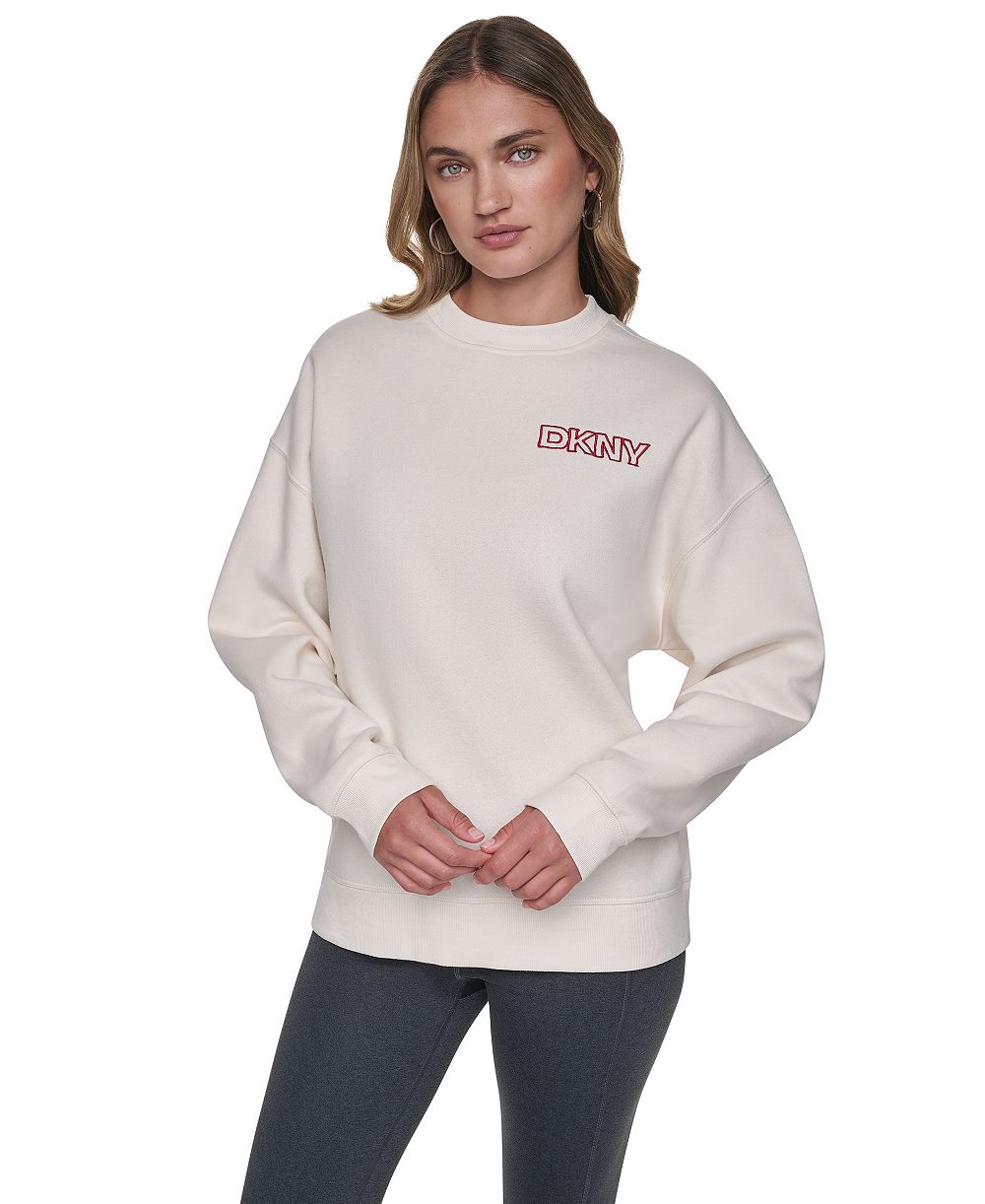 DKNY Sport женский оверсайз пуловер с вышивкой и круглым вырезом