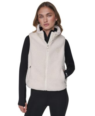 Женская куртка DKNY Sport с воротником-стойкой из шерпы и тканевыми вставками