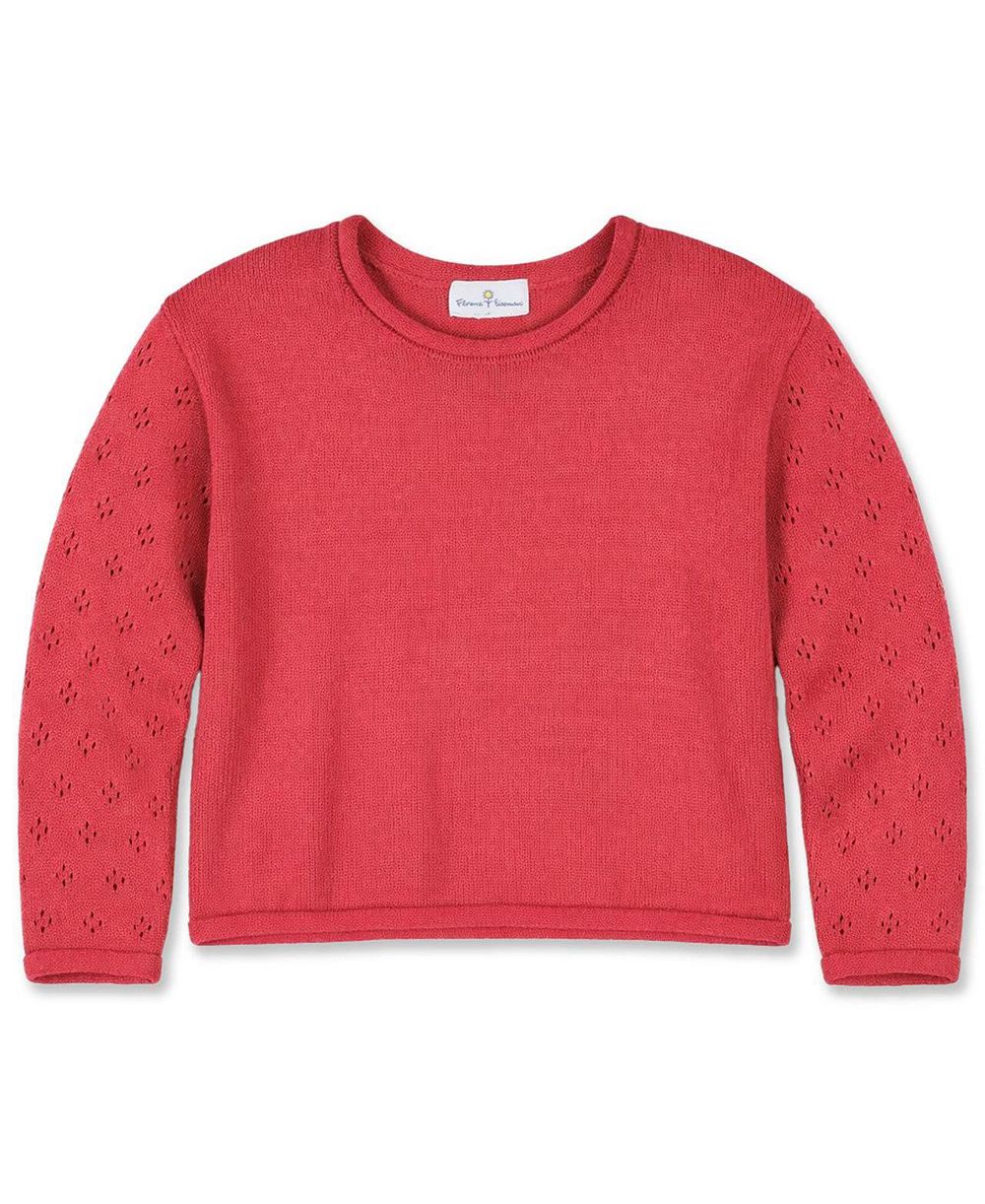 Детский хлопковый свитер Florence Eiseman Girls' 4-16 Drop-Shoulder Pointelle Cotton Sweater
