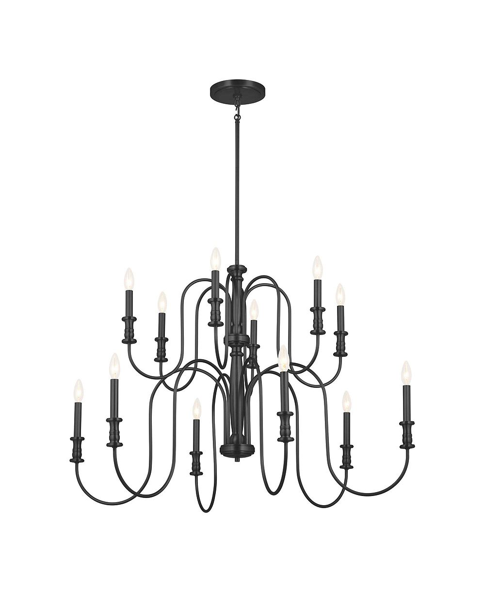 Kichler Karthe 42" шириной черный 12-светильный 2-ярусный люстра