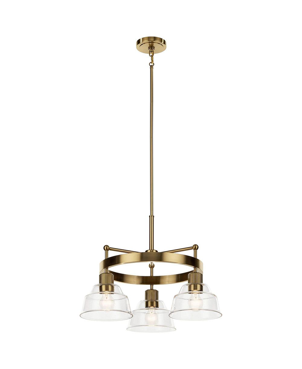 Kichler Eastmont 23 1/4" широкая 3-светильниковая прозрачная стеклянная люстра с направленным светом вниз