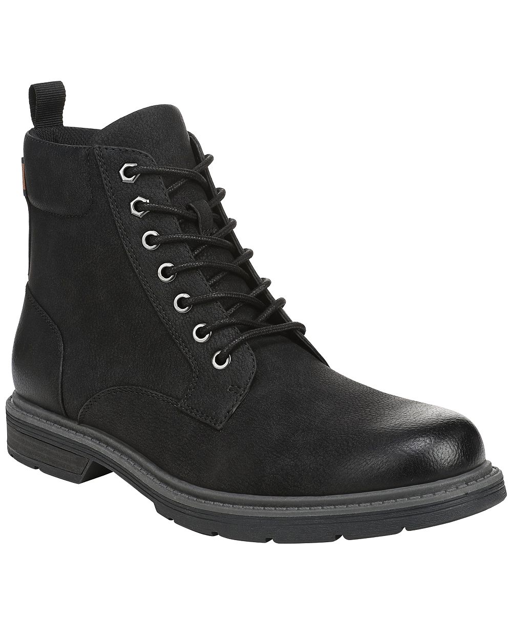 Dr. Scholl's Men's August Lace-Up Round Toe Side Zip Faux Leather Boots