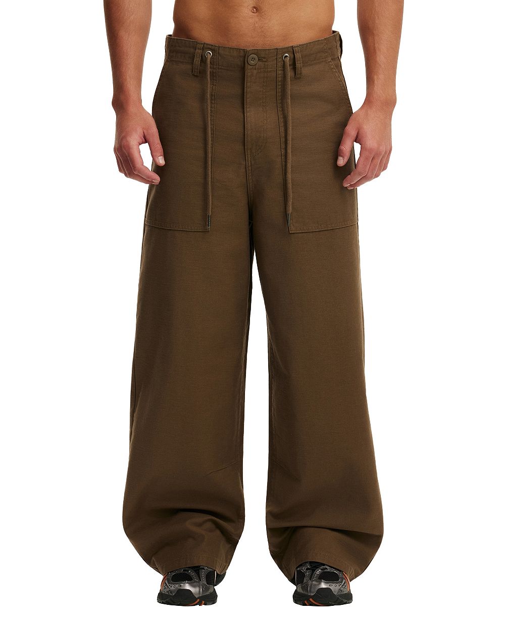 COTTON ON Men's Super Baggy Utility Elastic-Waist Wide-Leg Casual Pants