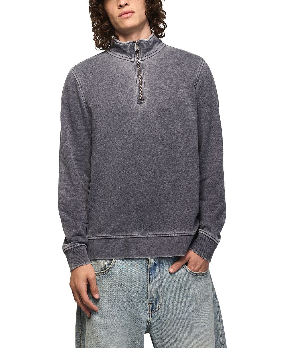Мужской пуловер Lucky Brand Venice из французской махры с воротником-стойкой и молнией