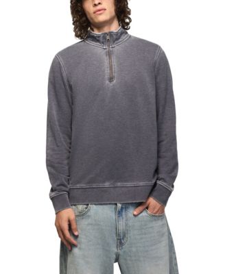 Lucky Brand Men's Venice Burnout Mockneck French-Terry Quarter-Zip Fleece Sweatshirt