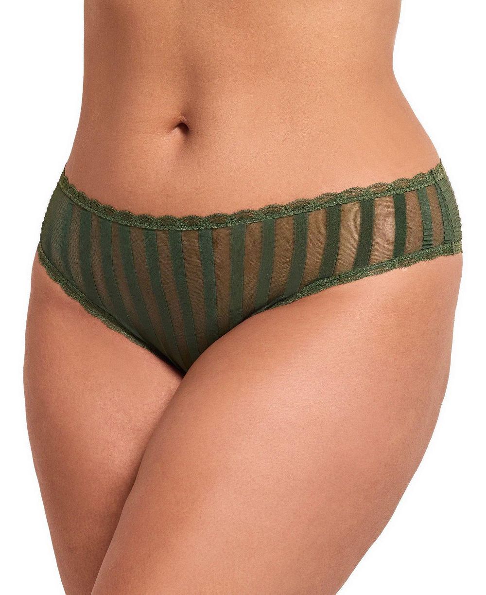 Adore Me Трусики Juno Cheeky из сетки с полосками и кружевной отделкой, размер Plus