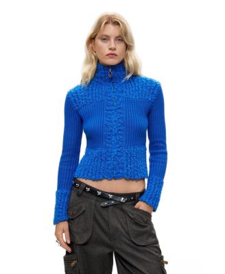 Desigual Women's Long-Sleeve Full-Zip Mock Neck Cardigan
