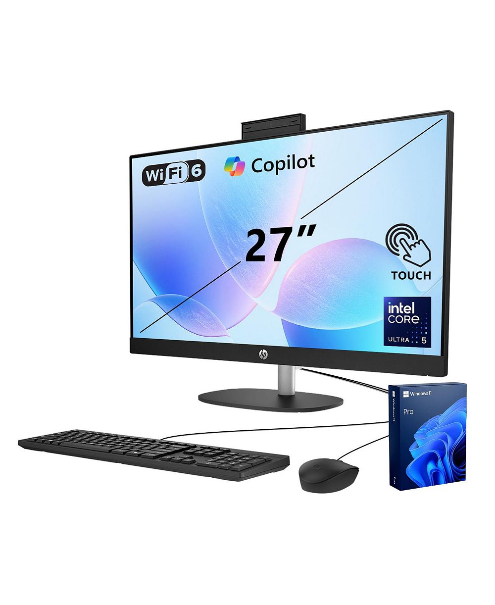HP Компьютер All-in-One Essential 27-cr2000t с экраном 27 дюймов, FHD, сенсорный, с Copilot AI, Windows 11 Pro