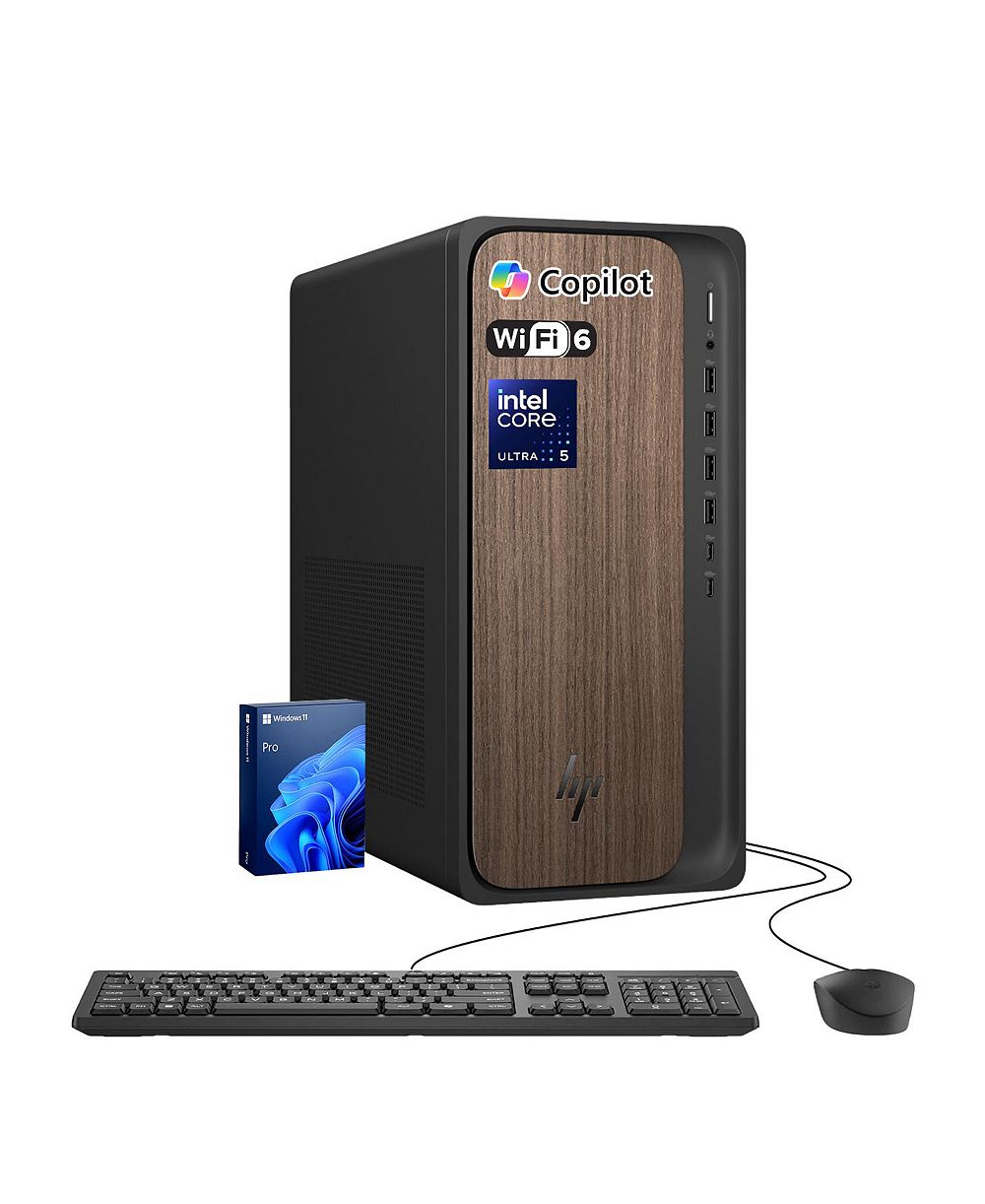 Настольный ПК HP OmniDesk AI Tower, Ultra 5 225, Intel Graphics, 32 ГБ DDR5, 1 ТБ SSD, проводная клавиатура и мышь, Wi-Fi 6, Win11 Home, черный