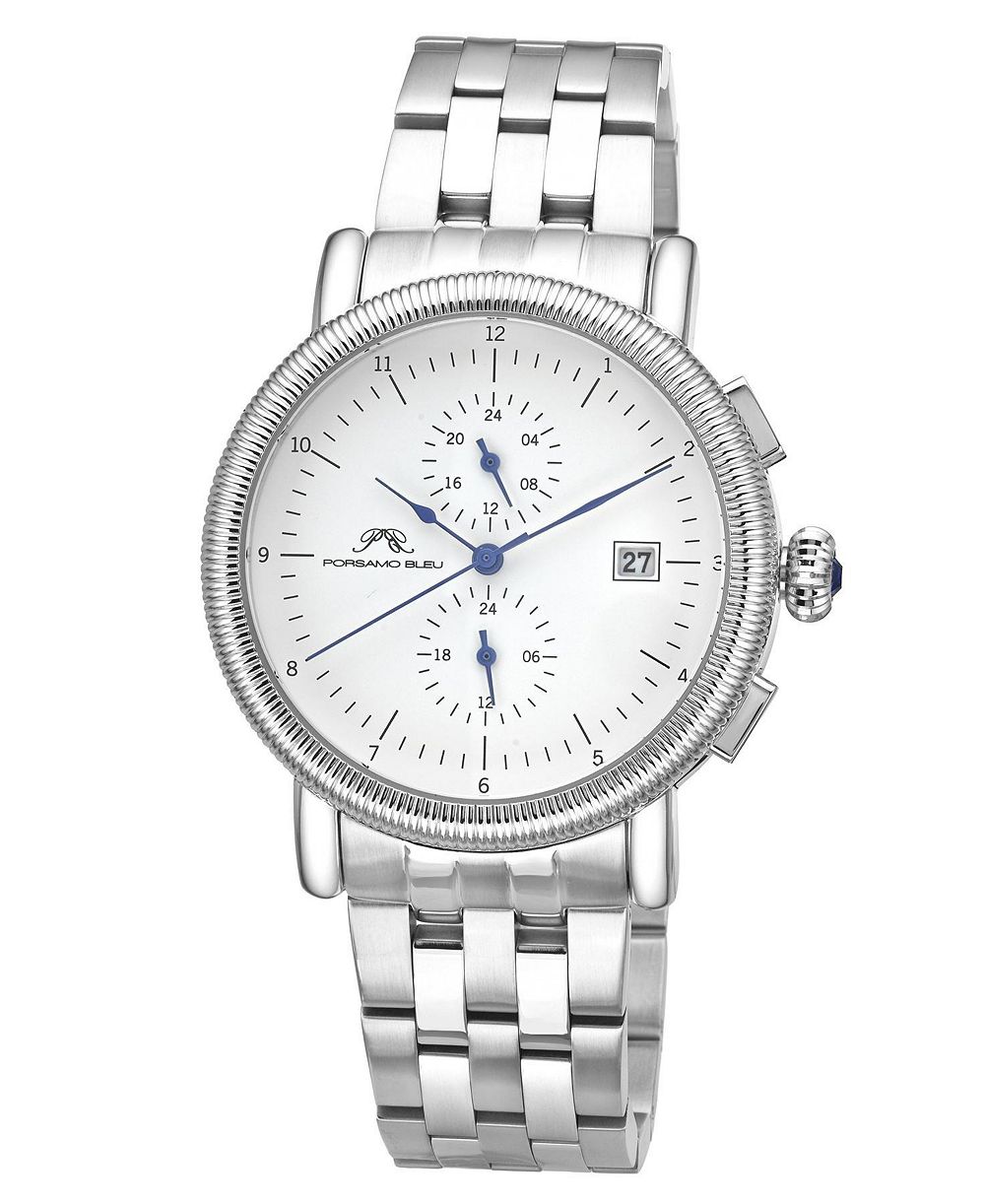 Porsamo Bleu Men's Valor Multifunction Stainless Steel Two Tone Watch 44 mm